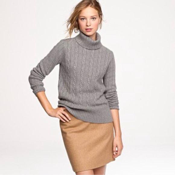 J. Crew Sweaters - NWOT J. Crew Cambridge Grey Chunky Cable Knit Turtleneck Sweater, Size M 47934